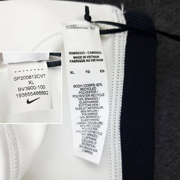 Nike Swoosh Sports Bra Medium Support Dri-Fit White Stretch Women's XL NWT - Picture 7 of 13